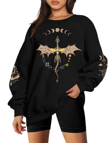ASTANFY Oversized Book Sweatshirt Women Funny Bookish Sweatshirts Book Lover Shirt Bookworm Sweaters Reading Long Sleeve Top Black-b