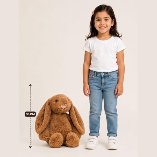 Image of Brown Bunny 35cm Ultra Soft Plush Stuffed Toy Cute Hugging Pillow Gift for Kids Boys Girls