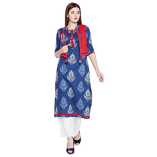 Red Floral print with Chikankari Jacket 