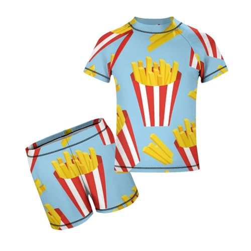 Cartoon French FriesChildren's Swimsuits Boys Two Piece Suit7-9Y（120cm）