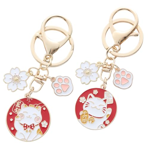 WeddHuis 2 piezas llavero de gato luna kawaii bolsa colgante (Rosa,Blanco)
