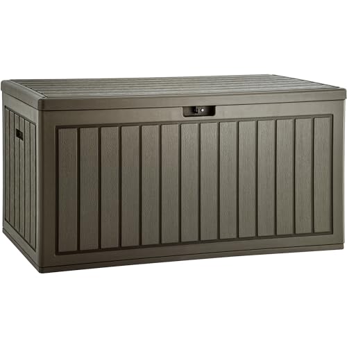YITAHOME 90 Gallon Large Deck Box with Side Handles, Outdoor Double-Wall Storage for Patio Furniture Cushions, Garden Pool Accessories, Waterproof & L
