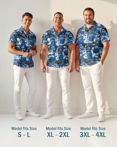 Image of 99TIMORO Fathers Movie Hawaiian Shirt for Men, Characters Button Down Short Sleeve Top, Summer Beach Gifts