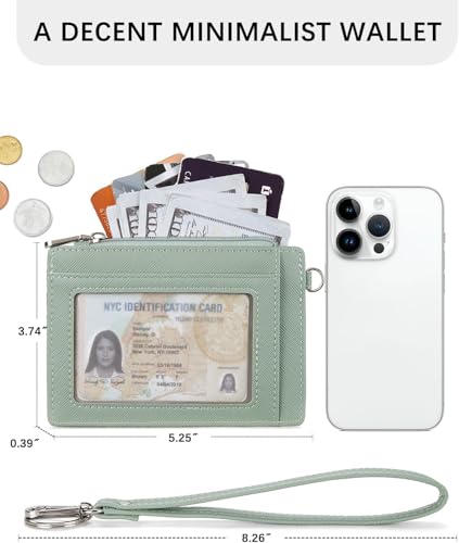Image of VOGARD Small Wallet for Women RFID Leather Credit Card Holder Slim Wristlet Keychain Wallet with Zipper Pocket (Green)