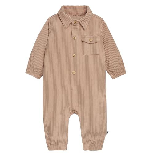Modern Moments by Gerber Baby Boys' Corduroy Romper, Light Brown, 0-3 Months