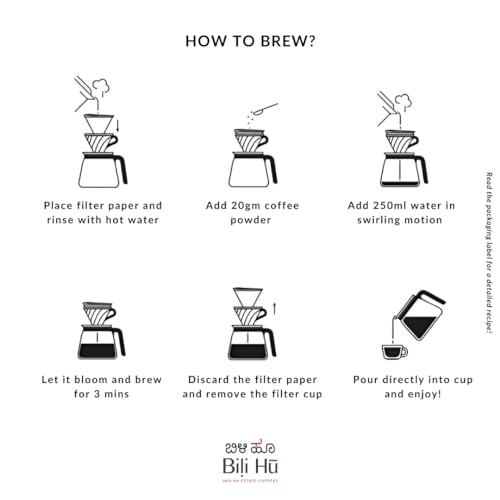 Image of Bili Hu Coffee, Pour Over Coffee Powder Balur Estate, Robusta Blend, Medium Roast, (Pack of 1, 250 gms)