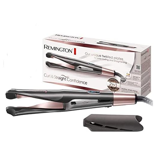 Remington Curl & Straight Confidence S6606B - Plancha de pelo, alisador y rizador 2 en 1, cerámica, digital, resultados profesionales, gris