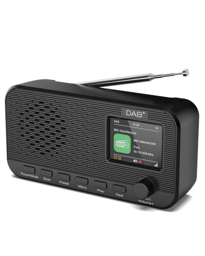 OiDiPi DAB Radio mit Bluetooth, wiederaufladbares UKW-Digitalradio, Radios batteriebetrieben, tragbares DAB+ Radio, Küchenradio mit 80 Voreinstellungen, 2,4-Zoll-Farbdisplay, Dual-Wecker, Sleeptimer