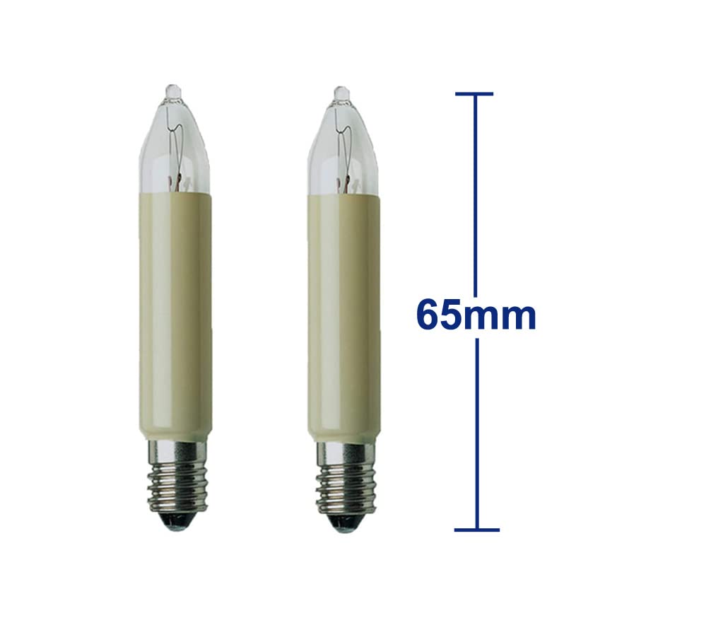 E10 Halogen Small Shaft Candle 12 V - 34 V 3 W Diameter 11 Mm Length 65 Mm For Indoor Use Replacement Lamp Candle Arch And Fairy Lights Warm White