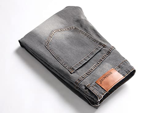 JUNBAOSS Men's Slim Fit Stretch Jeans Ripped Skinny Jeans for Men, Distressed Straight Leg Fashion Comfort Flex Waist Pants