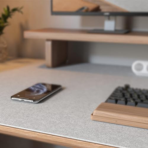 Image of Large Felt Desk Mat,47.2 inchx 23.6 inch,Non-Slip Desk Pad for Office and Home,120x60cm Full Table Mouse Pad,Keyboard Mats for Desk,Desktop Protection(Light Gray)