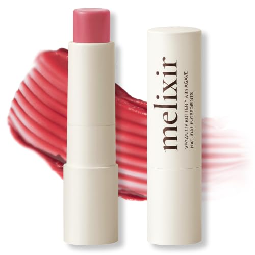 Melixir Vegan Lip Butter, Tinted Lip Balm for Dry Lips #5 Dewy Rose