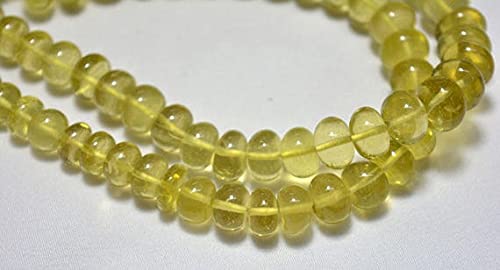 LKBEADS Koraliki z kwarcu cytrynowego 7 mm - 11 mm, kwarc cytrynowy gładkie koraliki, kamień szlachetny do biżuterii, sznurek 45 cm