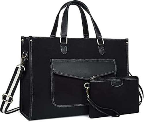 Image of Womanix Canvas Laptop Tote Bag, 14 inch Laptop Bag,Shoulder Handbags, Casual Briefcase, Handbag for Travel, Office, College