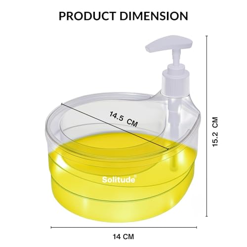 Image of Solitude Double-Layer Soap Dispenser with 2 Sponges, Liquid Holder & Dispenser Pump with Sponge Holder for Kitchen Sink & Bathroom Accessories