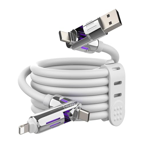 Image of MFish 240W 4-in-1 Fast Charging Cable, White, 6.6FT