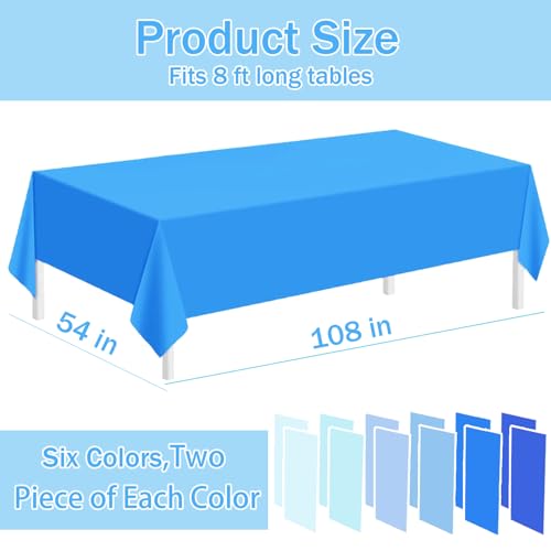 Nappe plastique bleu poussiéreux jetable contre les taches Lot de 12 nappes de banquet - 4