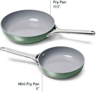 Caraway Nonstick Ceramic Frying Pan (2.7 qt, 10.5") - Non Toxic, PTFE & PFOA Free - Oven Safe & Compatible with All Stovetops (Gas, Electric & Induction) - Sage
