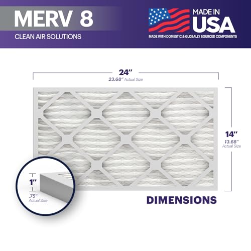 Image of BNX TruFilter 14x24x1 Air Filter MERV 8 (4-Pack) - MADE IN USA - Dust & Pet Defense Air Conditioner HVAC AC Furnace Filters for Dust, Pet, Mold, Pollen MPR 600 - 700 & FPR 5