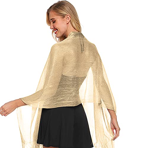 SATINIOR Metallic Shimmering Shawls and Wraps for Evening Dress Women's Scarf with Snowflake Clip for Evening Party Wedding4