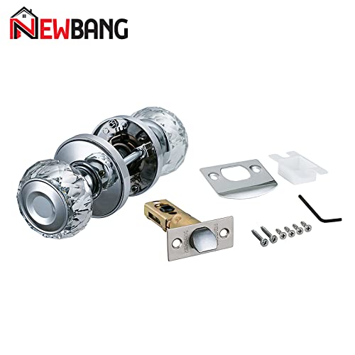Newbang Hardware Glass Door Knob For Passage Room & Hall/Closet Room,Crystal Door Knob Handle With Chrome Finish,Zscy-Hdc32Cp-Ps-1P #TOP4