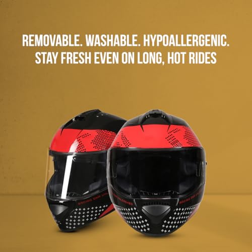 Image of TVS Racing Phantom Series Full Face Dual Visor Helmet for Men | Premium Bike Helmets with ABS Shell, UV Paint | Quick Release System | Aerodynamic Design | DOT & ISI Certified