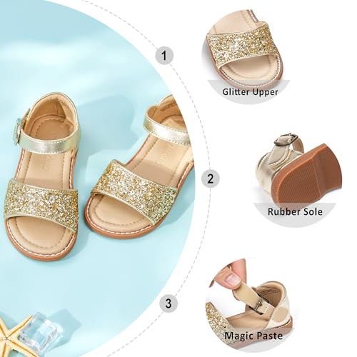 Image of Otter MOMO Girls Open Toe Princess Flat Sandals with Comfort Sole Summer Sandals