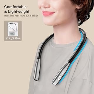 Gritin Collo Lampada Luce da Lettura Ricaricabile, LED Luce per Lettura Libri, 3 Temperature di Colore, Design Ergonomico Intorno al Collo Comodo e Flessibileper Studio,Viaggi, Lavoro a Maglia