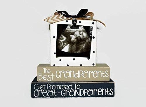 The Best Grandparents Get Promoted To Great Grandparents Photo Clip Pregnancy Announcement WoodenBlock Shelf Sitter Stack