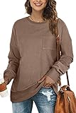 OFEEFAN Oversized Sweatshirts for women Crewneck Fleece Long Sleeve Tops for Winter Coffee XL
