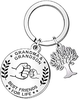 HULALA Grandma and Grandson Best Friends for Life Family Tree Keyring Keychains for Grandmother Mothers Day Birthday Christmas Presents