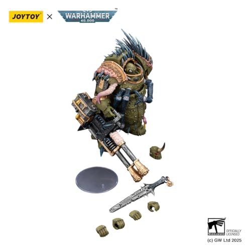 Image of JOYTOY Death Guard Warhammer 40k 1 /18 Action Figure Death Guard Blightlord Terminator 1 with Reaper Autocannon and Bubotic Blades Collectible Gifts,Toys for Kids 15+ and Adults 4.8-inch