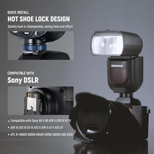 Image of NEEWER Z760-S TTL Camera Flash Speedlite Compatible with Sony, 76Ws GN60 2.4G 1 /8000s HSS Speedlight, TCM Conversion, 7.4V /2600mAh Lithium Battery Charger Set, 480 Full Power Flashes