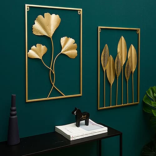 Moderne Art Mural En Métal, Décoration Murale En Métal Pour Salon Chambre Feuille Tenture Murale TV Canapé Fond Mur Porche Tentures Murales Accents Muraux,A Cover