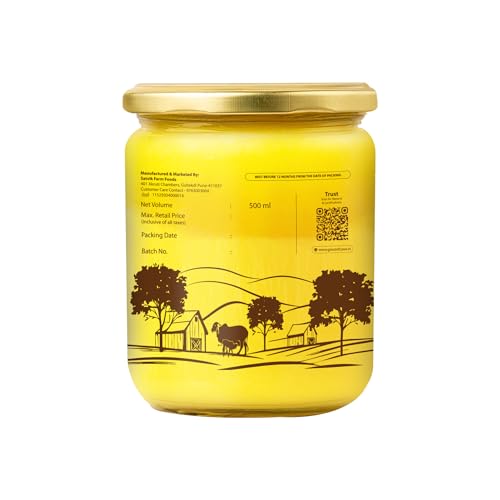 Image of Grace of Cows A2 Gir Cow Ghee 500ml - 100% Pure & Natural Desi Ghee Made Using Traditional Bilona Method - For Cooking, Digestion & Daily Wellness