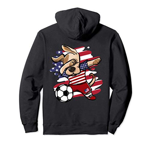 Dabbing Dog United States Soccer Fans American Flag Football Pullover Hoodie, Black