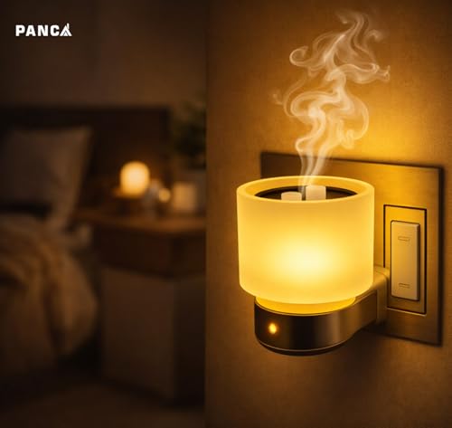 Image of PANCA Electric Kapoor Dani with Night Lamp | Camphor Diffuser & Aroma Oil Burner for Home | Fragrance Lamp for Living Room, Puja & Bedroom | Incense Holder & Home Aroma Diffuser