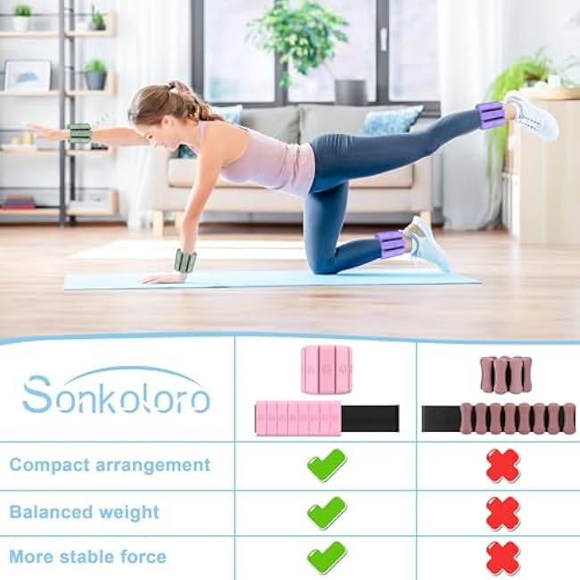 Adjustable Wrist and Ankle Weights for Women Men, Leg Weights for Women 1 lb-1.3 lbs Each for Walking, Yoga, Dance, Barre, Gym