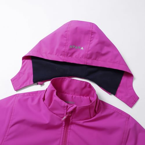 Image of MGEOY Boys Girls Rain Jacket Lightweight Waterproof Hooded Fleece Lined Raincoat Windbreakers for Kids
