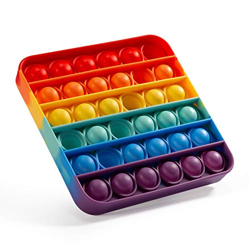 FanVean Push Pop Bubble Fidget Sensory Toy,Silicone Fidget Toys for ADHD ADD,Bubble Popping Special Needs Anxiety Relief Autism Toy,Popper Fidget Novelty Gift for Kids Adults(Square Multicolor)