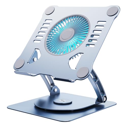 Soporte giratorio de 360° para portátil con ventilador de 3 velocidades y altura regulable