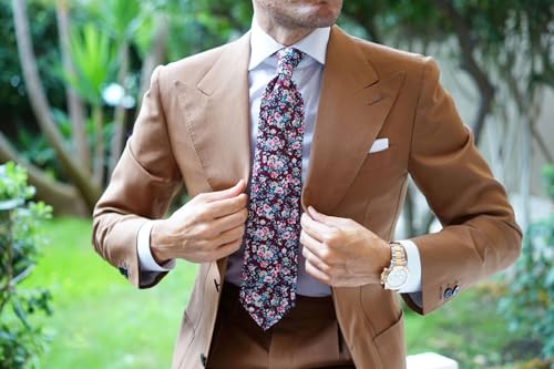 Image of OTAA Floral Necktie Casual Ties for Men - Perfect Neck Tie for Groomsmen Wedding Ties or Formal Occasions
