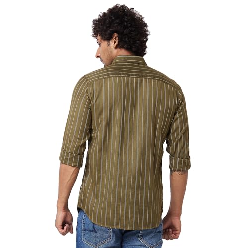 Image of Spykar Men's Regular Fit N /A Full Sleeve Striped Casual Shirts