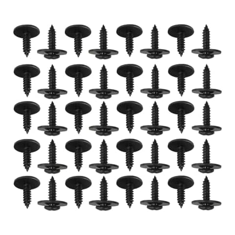 YALOK 40PCS Phillips Truss Head Self Tapping Screws, M4.8-1.61x17.8mm Replacement, Auto Phillips Trim Screw with Washer, Black Coated Screws Car Exterior Accessories for Fender Bumper Cover
