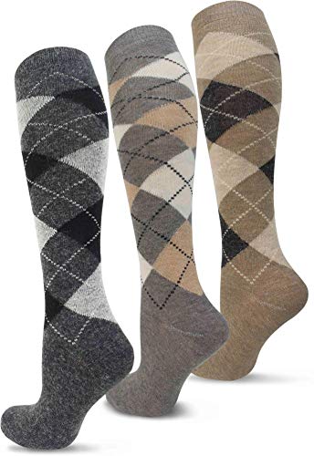 Circle Five 3 Paar wärmende Kniestrümpfe mit Schafwolle und Alpakawolle für Damen - Reitkniestrümpfe Größe 39/42