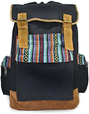 Mato Boho Canvas Backpack Travel Hiking Rucksack Bohemian Laptop School Bag Tribal Aztec Baja Pattern