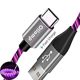 USB C Cable, Type C Charging Cable Fast Charge, Oliomp Lighted Up LED Flowing Cable, USB Type C...