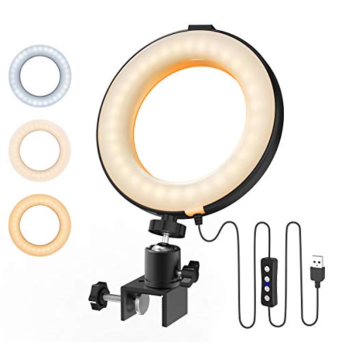 BFGTOR 6'' Aro de videoconferencia, Anillo de Viodeoconferencia, con 3 Colores Regulables, 10 Niveles de Brillo y 360�rotable, para transmisi�n en Vivo, Trabajo Remoto.