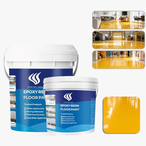 SHENGWEI Epoxy floor paint,Medium yellow‑ 3 Gallon, Covers 360 Sq Ft