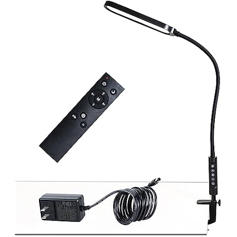 CeSunlight Clamp on Lamp, LED Desk Lamp, 18W, 3000 LMS, 3 Color Modes, 16 Brightness Levels, CRI>95, 0.5H/1H Timer, Eye-Caring Task Lamp with Remote for Reading, Home, Office (Adapter Included) Cover